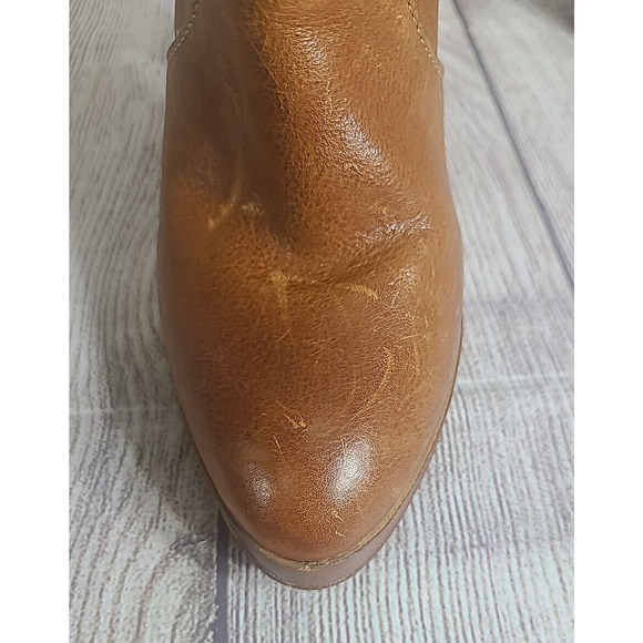 Frye Harlow Multi Strap Boots Women's 6.5 Pull On Tan Leather 4" Heel FLAWS - Picture 5 of 15